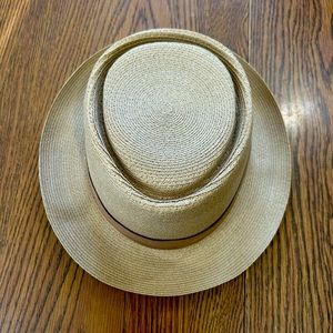 Biltmore Pork Pie Fedora Milan Cork Straw Hat. Size 7 1/2.
